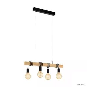 Lampa wisząca Wooden drewniana z prostokątną konstrukcją