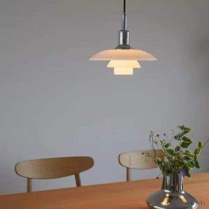 Poria - metalowa lampa wisząca biała dyskowa z szerokim, płaskim kloszem