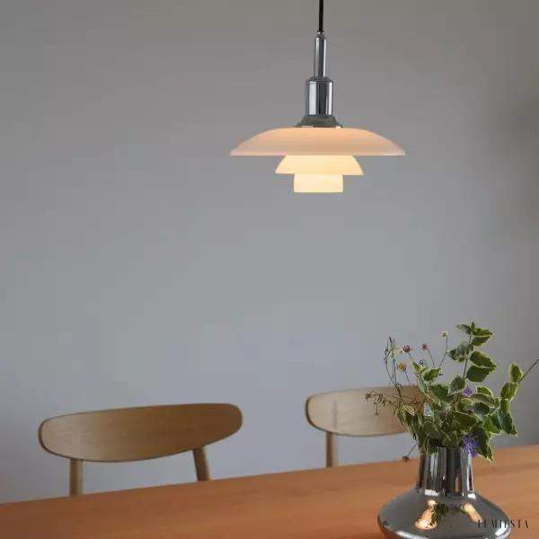 Poria - metalowa lampa wisząca biała dyskowa z szerokim, płaskim kloszem