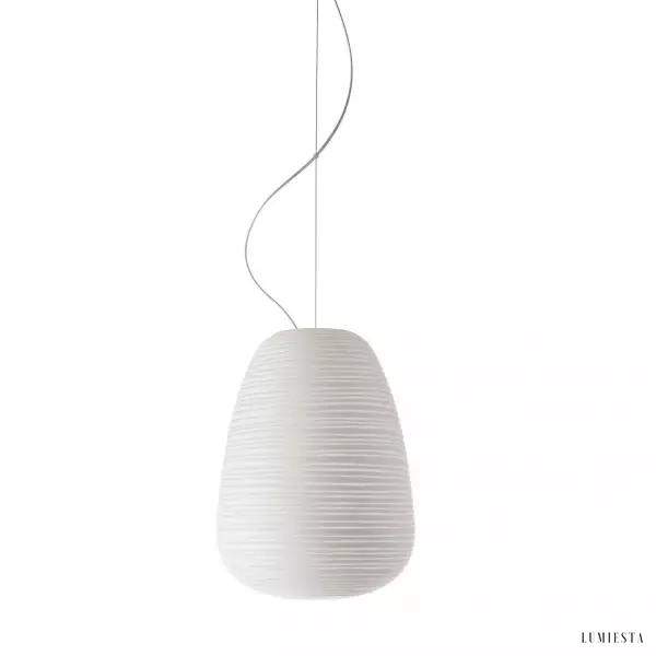 Lampa wisząca ze szkła dmuchanego okrągła biała - widok od przodu