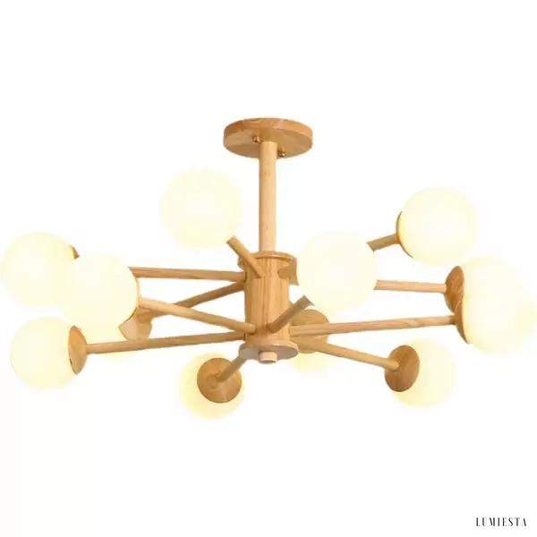 Origin ceiling light in a wooden molecular style