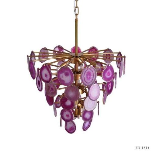 Luksusowa lampa wisząca z agatowych plastrów w stylu nowoczesnym