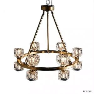 Lampa wisząca kryształowa w stylu minimalistycznym złota