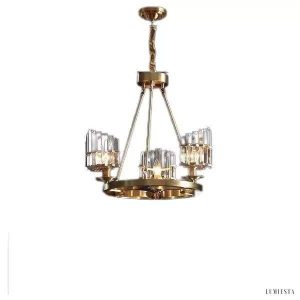 Lampa sufitowa żyrandol mosiężny z kryształami K9