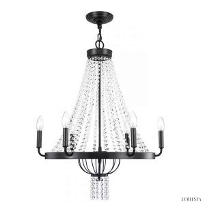 Nowoczesny żyrandol metalowy z kryształami w stylu luksusowym