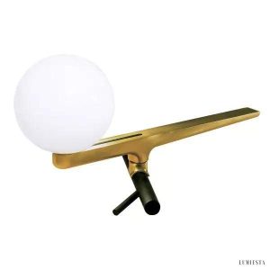 Lampa stołowa Yanzi kula na podstawie z mosiądzu