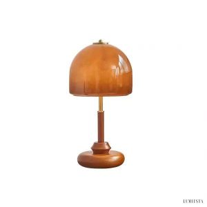 Lampka nocna vintage szklana brązowa z kopułą 50 cm