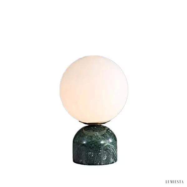 Lampa stołowa z marmurową podstawą i opalowym kloszem