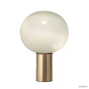 Lampa stołowa Laguna okrągła złota szklana elegancka 37cm