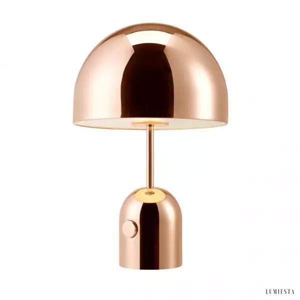 Lampa stołowa w kształcie dzwonu z lustrzanym wykończeniem, widok od góry