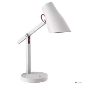 Lampa biurkowa LED z regulowanym ramieniem, smukła konstrukcja w białym wykończeniu