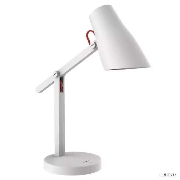 Lampa biurkowa LED z regulowanym ramieniem, smukła konstrukcja w białym wykończeniu