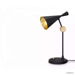 Elegancka lampa stołowa Beat w kształcie stożka black brass