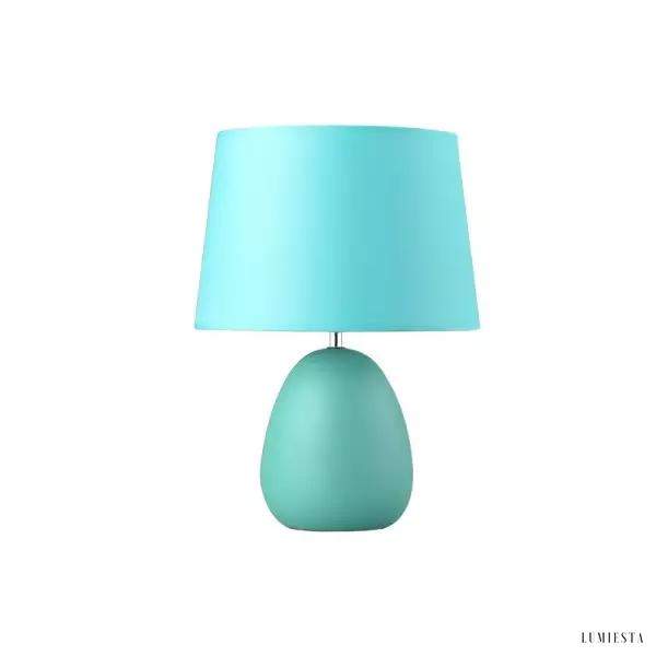 Ceramiczna lampa stołowa w nowoczesnym stylu, detal boczny z barwną podstawą