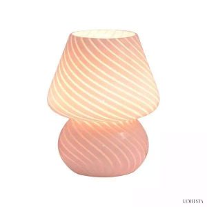 Lampa stołowa grzybek alabastrowa w stylu nordyckim - widok z przodu