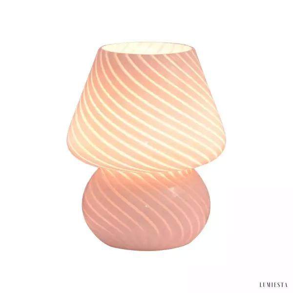 Lampa stołowa grzybek alabastrowa w stylu nordyckim - widok z przodu