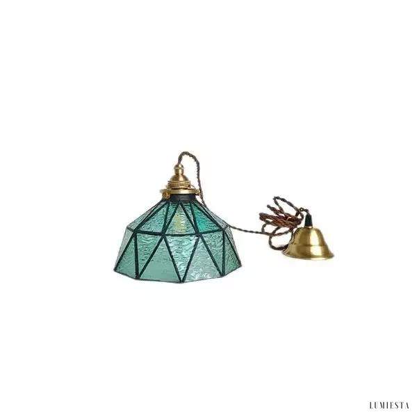 Lampa wisząca vintage z ręcznie robionymi szklanymi kloszami