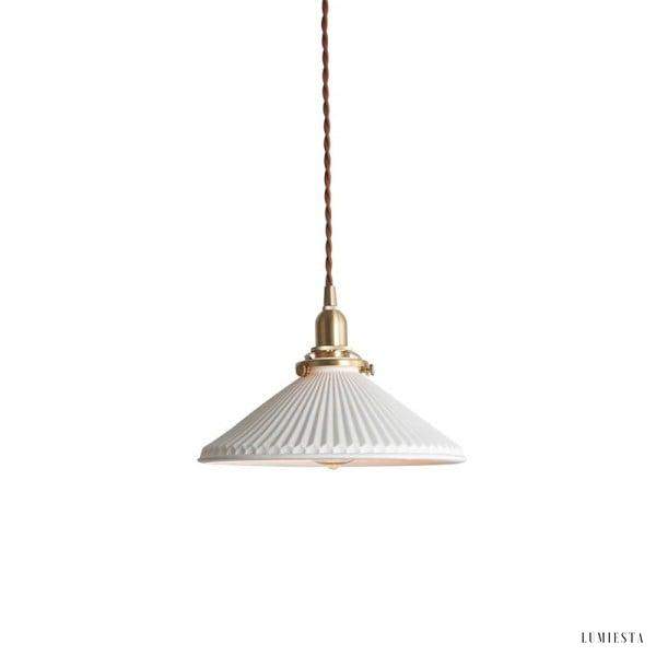 Lampa wisząca z ceramiki w kształcie plisowanej spódnicy