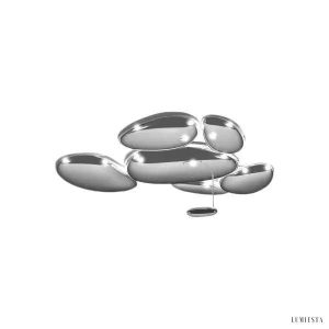 Lampa sufitowa Skydro 110 cm z chromowanymi detalami, widok z boku