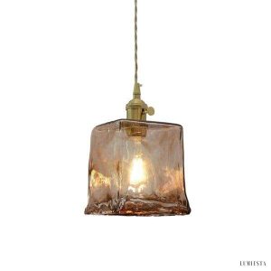 Brązowa Szklana Lampa Wisząca w Stylu Vintage Retro