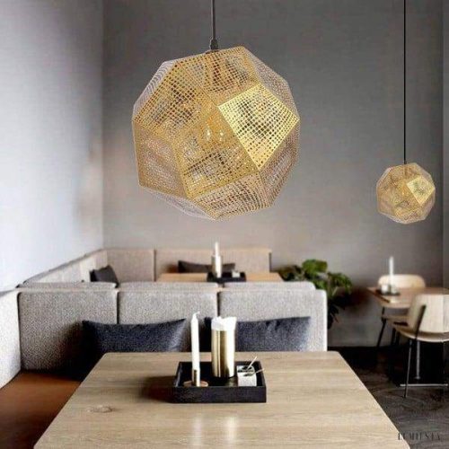 Lampa Wisząca Echo Złoty Nowoczesny Żyrandol ze Stali Nierdzewnej