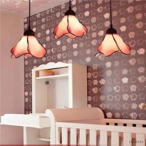 Lampa wisząca szklana w kształcie kwiatu vintage