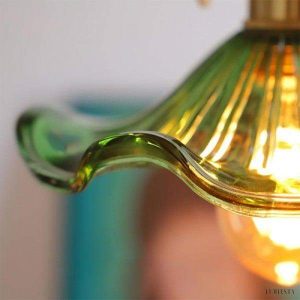 Retro glass pendant lamp with hibiscus flower 23 cm