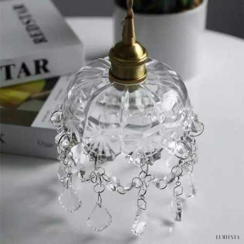 Nowoczesna lampa wisząca w kształcie misy z mosiądzu i szkła