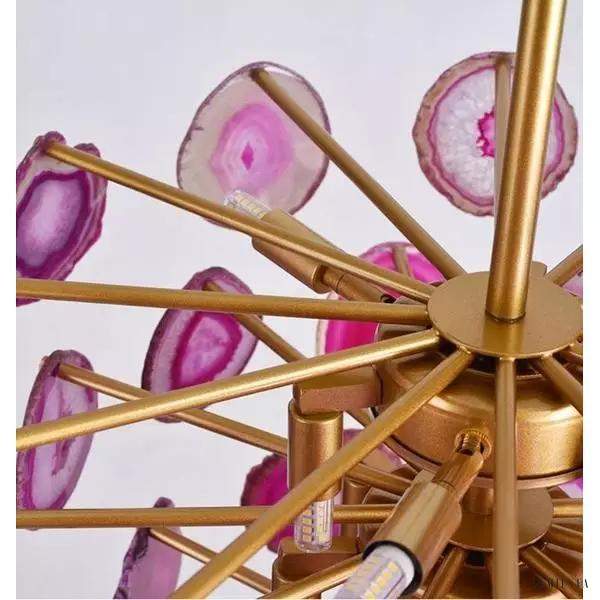 Luksusowa lampa wisząca z agatowych plastrów w stylu nowoczesnym