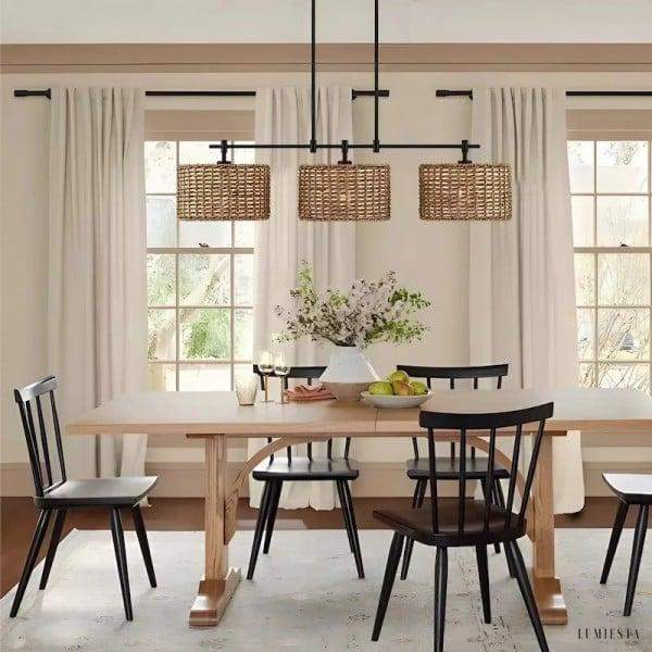 Rustykalny żyrandol z 3 abażurami w stylu industrialnym