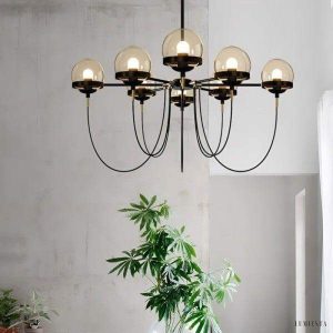 Nowoczesny żyrandol w kształcie szklanej kuli 5-10 lampowy