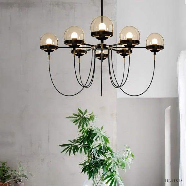 Nowoczesny żyrandol w kształcie szklanej kuli 5-10 lampowy