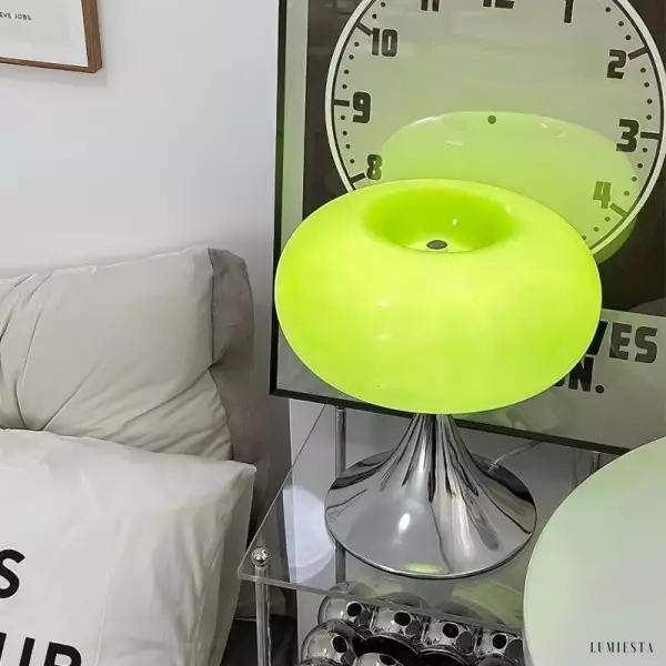 Lampa nocna Apple Glass w stylu Bauhaus z okrągłym kloszem
