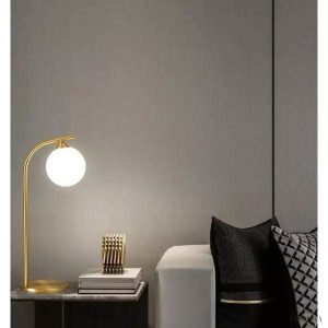 Luksusowa lampa stołowa w mosiądzu z okrągłym kloszem