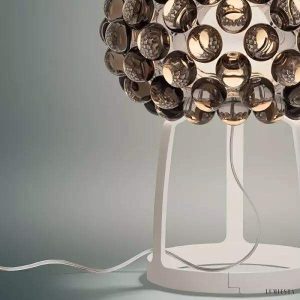 Lampa stołowa Caboche w stylu glamour z przezroczystym kloszem