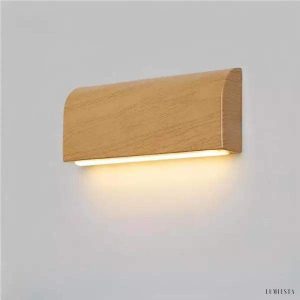 Nowoczesna minimalistyczna lampa ścienna prostokątna z drewna