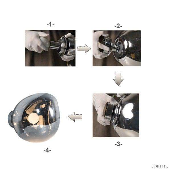 Eloru - Lampa ścienna z eleganckim szkłem w kształcie stopionego szkła, Ø18/28cm