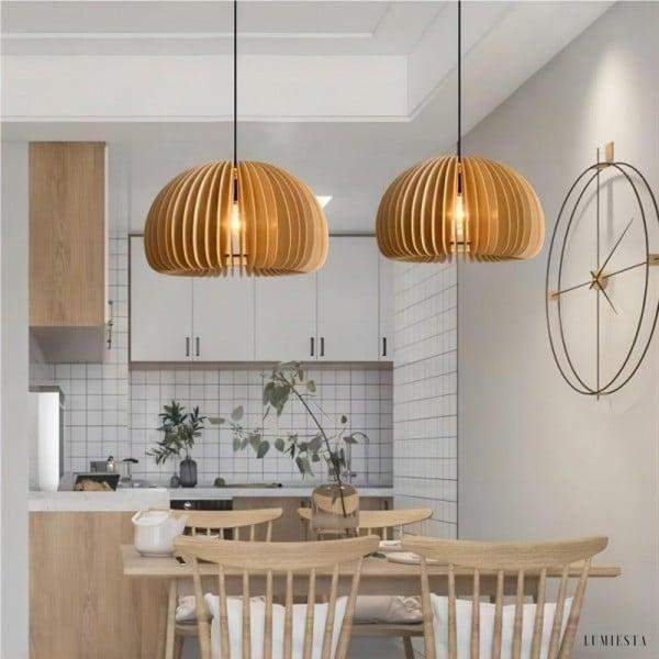 Wooden Pumpkin Pendant Lamp in Rustic Elegance Style