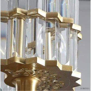 Lampa sufitowa żyrandol mosiężny z kryształami K9