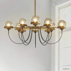 Nowoczesny żyrandol w kształcie szklanej kuli 5-10 lampowy