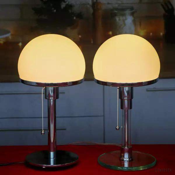 Lampa stołowa Bauhaus Wagenfeld z szklanym kloszem