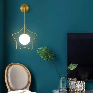 Lampa ścienna w kształcie kropli gwiazdy lub rogów mosiężna