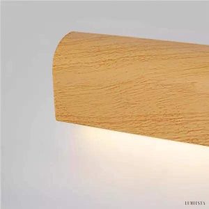 Nowoczesna minimalistyczna lampa ścienna prostokątna z drewna