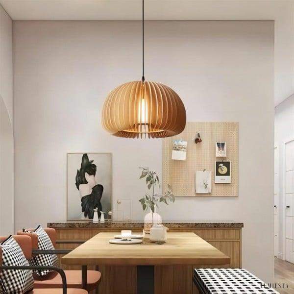 Wooden Pumpkin Pendant Lamp in Rustic Elegance Style
