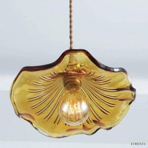 Retro glass pendant lamp with hibiscus flower 23 cm