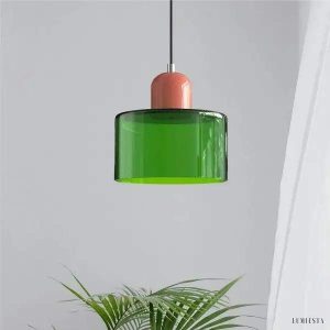 Mondi - cylindryczna lampa wisząca ze szklanym kloszem w jasnym kolorze