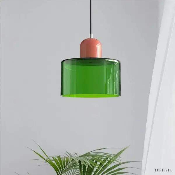 Mondi - cylindryczna lampa wisząca ze szklanym kloszem w jasnym kolorze