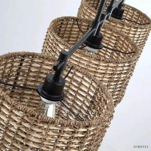 Rustykalny żyrandol z 3 abażurami w stylu industrialnym