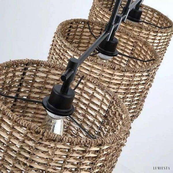 Rustykalny żyrandol z 3 abażurami w stylu industrialnym