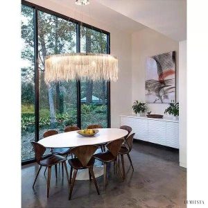 Nowoczesny żyrandol z łańcuchami aluminiowymi do salonu